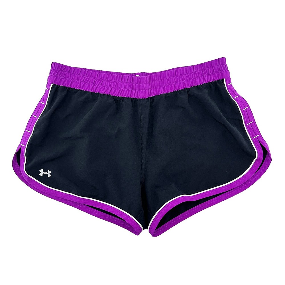 UNDER ARMOUR Women's Heat Gear Running Shorts • Small • black,‎ magenta pink